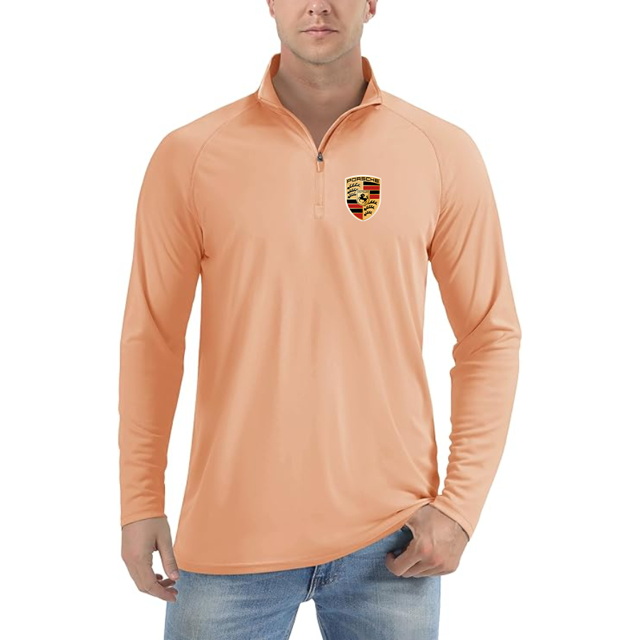 Men’s Porsche Car - Lightweight Quarter-Zip Athletic Shirt – Long Sleeve Polyester Wear