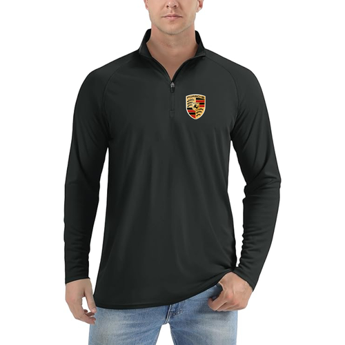 Men’s Porsche Car - Lightweight Quarter-Zip Athletic Shirt – Long Sleeve Polyester Wear
