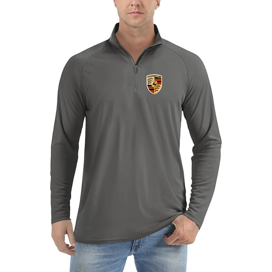 Men’s Porsche Car - Lightweight Quarter-Zip Athletic Shirt – Long Sleeve Polyester Wear