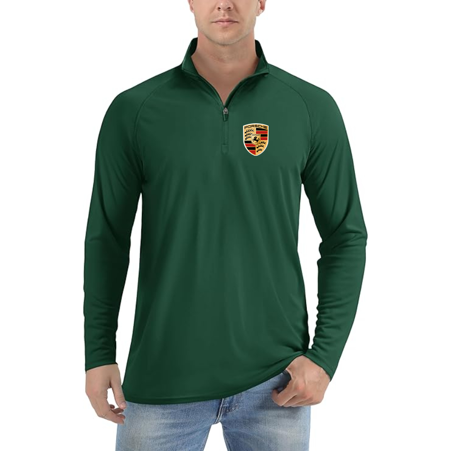 Men’s Porsche Car - Lightweight Quarter-Zip Athletic Shirt – Long Sleeve Polyester Wear