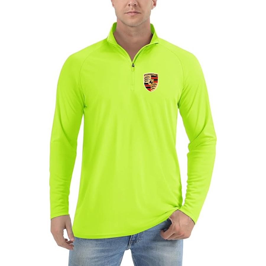 Men’s Porsche Car - Lightweight Quarter-Zip Athletic Shirt – Long Sleeve Polyester Wear