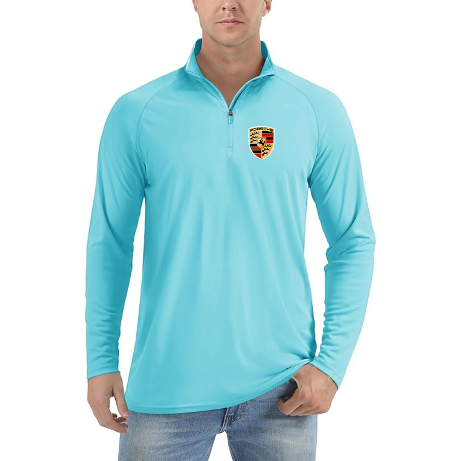 Men’s Porsche Car - Lightweight Quarter-Zip Athletic Shirt – Long Sleeve Polyester Wear