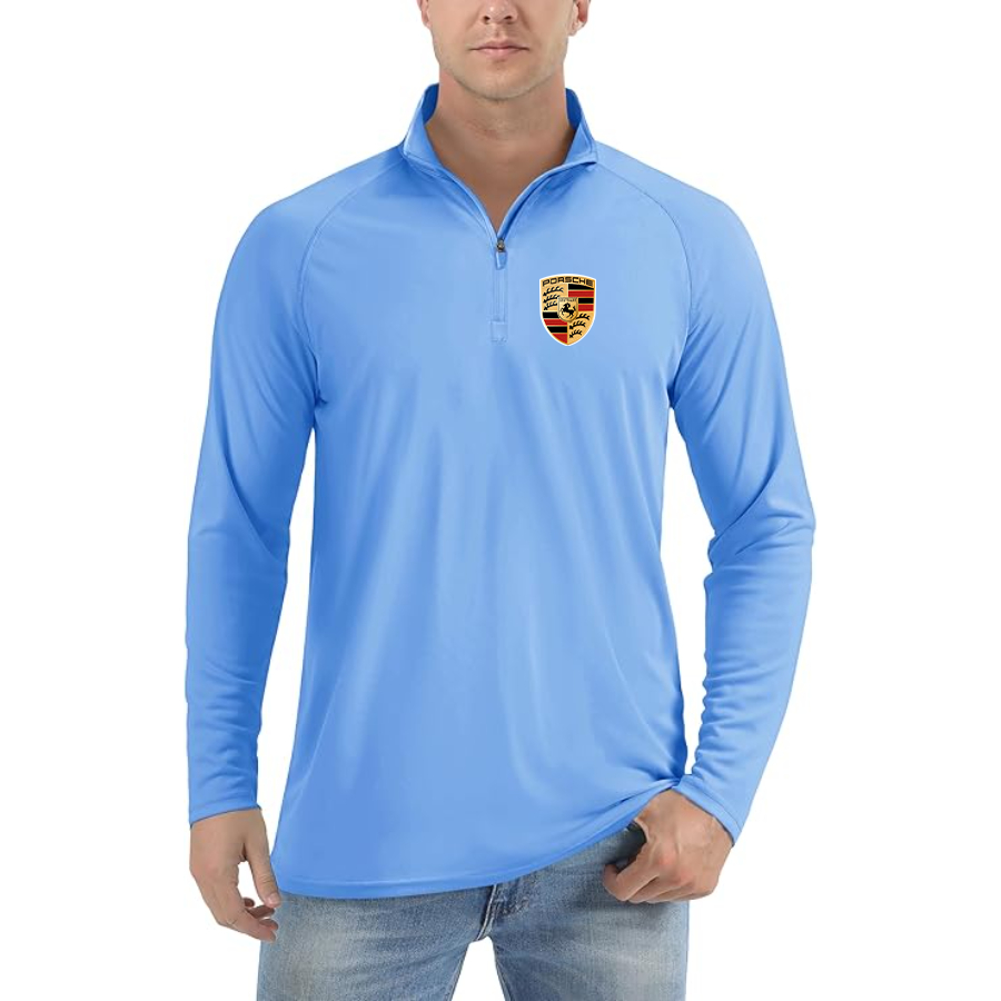 Men’s Porsche Car - Lightweight Quarter-Zip Athletic Shirt – Long Sleeve Polyester Wear