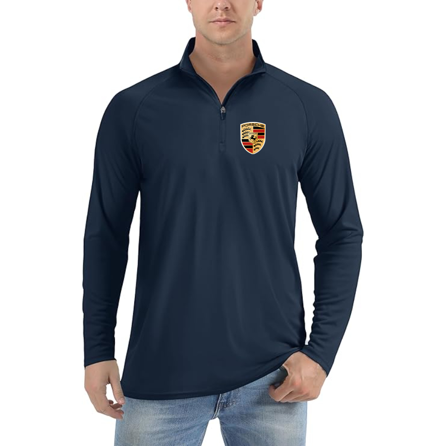 Men’s Porsche Car - Lightweight Quarter-Zip Athletic Shirt – Long Sleeve Polyester Wear