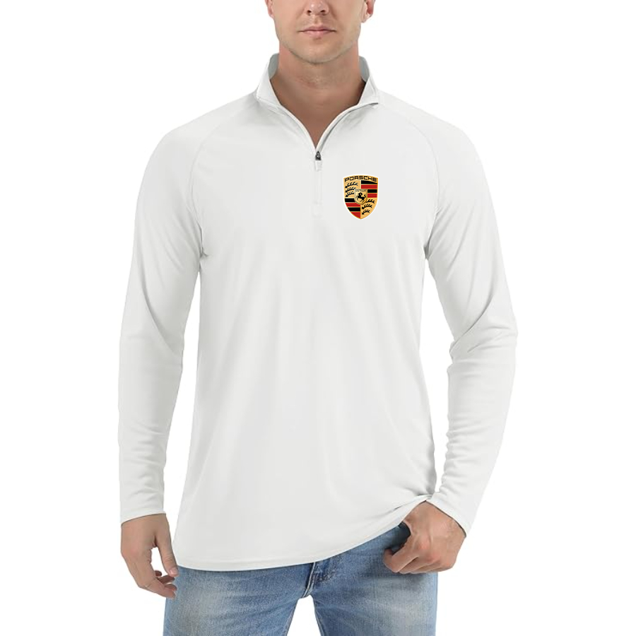 Men’s Porsche Car - Lightweight Quarter-Zip Athletic Shirt – Long Sleeve Polyester Wear
